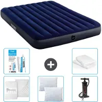 Intex Luchtbed - 2-Persoons - 152 x 203 x 25 cm cm - Blauw - Inclusief Hoeslaken - Kussen - Pomp - Reparatieset en Kussenbeschermer
