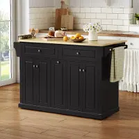 MODFU - Keukenkast - Keukenwagen - Klapbaar Werkblad - MDF - Natural Black