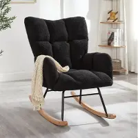 HAUSS SPOLE Schommelstoel - Relaxfauteuil - Met Armleuningen En Zachte Stoffen Bekleding - Voor Woonkamer En Slaapkamer - Hout Metaal - Donkergrijs
