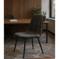 Vasagle Serena Eetkamerstoel, set van 4, keukenstoel, gestoffeerde stoel, metalen poten, verstelbare poten, onderhoudsvriendelijk, chenille-weefsel, PU met gletsjer-geïnspireerd patroon, leigrijs KDC188G01...