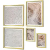 Coloray 5-Delige Schilderij Set - Abstracte marmerpatronen, steentexturen - 50 x 50 cm, 20 x 30 cm en 40 x 60 cm - Schilderijen Set - Wanddecoratie - Woonkamer - Stijlvolle Muurdecoratie