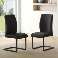 HAUSS SPOLE Eetkamerstoel Set Van 2 Zwart - Kunstleer Met Metalen Onderstel - Ergonomische Rugleuning - Voor Eetkamer En Woonkamer - Zwart