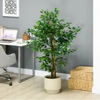 OKWISH Kunstplant Realistisch Ficusboom Met Pot 150 Cm Kunststof Groen Voor Binnen En Buiten Onderhoudsvriendelijk
