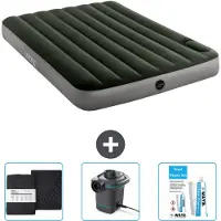 Intex luchtbed - tweepersoonsbed - 137 x 191 x 25 cm - groen - met hoeslaken - inclusief pomp en reparatieset