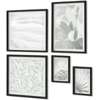 Coloray 5-Delige Schilderij Set - Plantmotieven In Delicate Groene Tinten - 50 x 50 cm, 20 x 30 cm En 40 x 60 cm - Stijlvolle Muurdecoratie - Kantoor