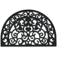 Famanu – Halfronde deurmat van rubber, 60 x 40 cm, weerbestendige antislip droogloopmat voor binnen en buiten in zwart