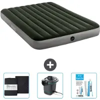 Intex Luchtbed - 2-Persoons - 152 x 203 x 25 cm - Groen - Inclusief Hoeslaken - Pomp en Reparatieset