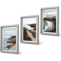 Coloray 4-Delige Schilderij Set - Uitzicht op zee met kliffen en strandlandschappen - 20 x 30 cm - Wanddecoratie - Schilderijen Set - Kantoor