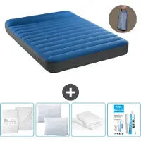 Intex Luchtbed - Twijfelaar - 137 x 191 x 22 cm - Blauw - Inclusief pomp - Hoeslaken - Kussen - Reparatieset en Kussenbeschermer