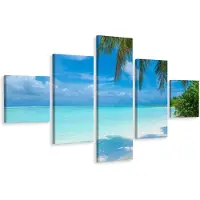 Karo-art Schilderij - Strand Malediven, Paradijs, 3 maten, Premium Print