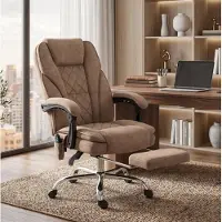 HAUSS SPOLE Bureaustoel – Ergonomisch Design – Met 6-Punts Massage, Lendenverwarming En Uitschuifbare Voetsteun – Voor Thuiswerkplek – Bruin
