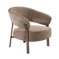 CALICOSY - Fauteuil in beige stof met metalen poten in notenhoutlook B78 cm - LIV