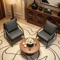 HAUSS SPOLE Fauteuil - Industriële Loungefauteuil - Met Armleuningen En Gewatteerde Zitting - Voor Woonkamer En Kantoor - Kunstleer Zwart