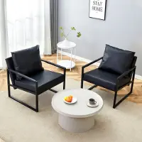 HAUSS SPOLE Fauteuil - Leesstoel Met Armleuningen - Niet Verstelbaar Comfort - Voor Woonkamer Slaapkamer En Kantoor - Kunstleer Zwart