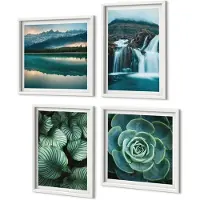 Coloray 4-Delige Schilderij Set - Close-ups van planten, bladeren en vetplanten - 40x40 en 40x60 - Wanddecoratie - Moderne Interieurdecoratie - Interieur Decoratie