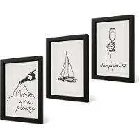 Coloray 4-Delige Schilderij Set - Wijn Zeilboot Champagneglas Lineaire Stijl - 20 x 30 cm - Wanddecoratie - Moderne Interieurdecoratie