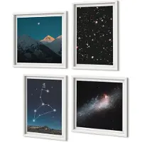 Coloray 4-Delige Schilderij Set - Sterrenbeeld Leeuw, Melkwegstelsel en de ruimte - 40x40 en 40x60 - Stijlvolle Muurdecoratie - Slaapkamer