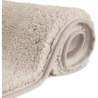 Famanu – Antislip hoogpolige badmat, machinewasbaar, waterabsorberende microvezels, voor badkuip, douche en badkamer, 80 x 150 cm, beige