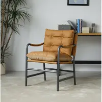 HAUSS SPOLE Fauteuil - Retro Loungefauteuil Met Armleuningen - Comfortabele Zitstoel Voor Woonkamer En Slaapkamer - Kunstleer Bruin