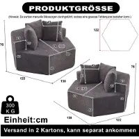 HAUSS SPOLE Fauteuil - Modulaire Hexagonale Loungestoel - Met 3 Kussens En Armleuningen - Voor Woonkamer En Lounge - Chenille Grijs