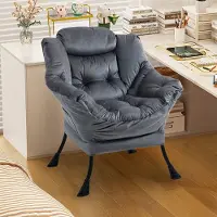 HAUSS SPOLE Fauteuil - Relaxstoel Met Zijvak - Comfortabele Zitting Met Nekondersteuning - Voor Woonkamer, Balkon En Terras - Metaal Donkergrijs