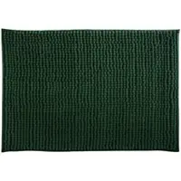 Famanu – Badtapijt van chenille, hoogpolig, douchemat, 40 x 60 cm, donkergroen, zacht en comfortabel voor in de badkamer