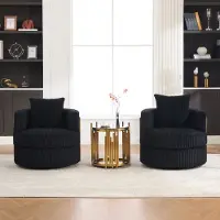 HAUSS SPOLE Fauteuil - Draaibare Loungestoel - 360 Graden Draaibaar Met Opbergruimte Onder Zitting - Voor Woonkamer En Slaapkamer - Cord Zwart