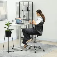 HAUSS SPOLE Bureaustoelen - Ergonomische Bureaustoel Met Hoog Bürostuhldesign - Verstelbare Voetsteun, Draaibaar Voor Kantoor - 59×59×126 cm - Polyester - Zwart