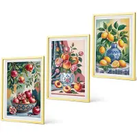 Coloray 3-Delige Schilderij Set - Witte Paardenbloemen Op Een Achtergrond Van Lichte Kleuren. - 40 x 40 cm En 40 x 60 cm - Moderne Wanddecoratie - Woonkamer - Interieur Decoratie