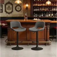 HAUSS SPOLE Barkruk - Set Van 2 - Draaibaar En In Hoogte Verstelbaar Met Rugleuning - Voor Keuken En Bartafel - Stof Grijs