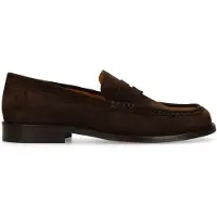 Manfield Donkerbruine suède loafers | Maat 43