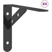 vidaXL Plankdragers 4 st 20x2,5x14 cm roestvrijstaal zwart