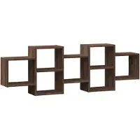 vidaXL Wandschap 129x18x42 cm bewerkt hout bruin eikenkleurig