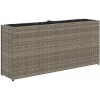 vidaXL Verhoogde plantenbak met 2 compartimenten, grijs, 90x20x40 cm, polyrotan