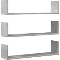 vidaXL Wandschappen 3 st 80x18x18 cm bewerkt hout betongrijs