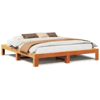 vidaXL Bedframe zonder matras massief grenenhout wasbruin 200x200 cm