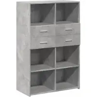 vidaXL Hoge kast 80x42,5x124 cm bewerkt hout betongrijs