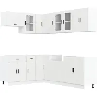 vidaXL 11-delig keukenkastenset Porto, wit, houtvezel