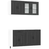 vidaXL 4-delige Keukenkastenset Kalmar bewerkt hout zwart