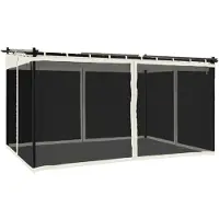 vidaXL Prieel met zijwanden van gaas 4x3 m staal crèmekleurig