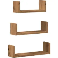 vidaXL Wandschappen 3 st bewerkt hout artisanaal eiken