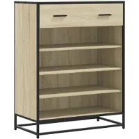 vidaXL Schoenenkast 75x38x97,5 cm bewerkt hout en metaal sonoma eiken