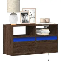 vidaXL Tv-wandmeubel met LED-verlichting 80x31x45 cm bruin eikenkleur