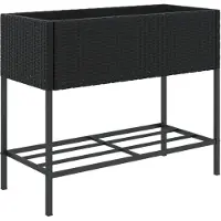 vidaXL Plantenbak met schap poly rattan zwart