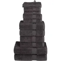 vidaXL 12-delige Handdoekenset SOLUND 600 g/m² antracietkleurig