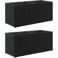 vidaXL Plantenbakken met 2 potten 2 st 72x30x32 cm poly rattan zwart