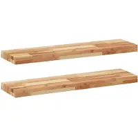 vidaXL Wandschappen 2 st zwevend olieafwerking 100x20x4 cm acaciahout