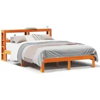 vidaXL Bedframe zonder matras massief grenenhout wasbruin 135x190 cm