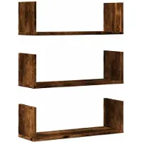 vidaXL Wandschappen 3 st 58x18x18 cm bewerkt hout gerookt eikenkleurig