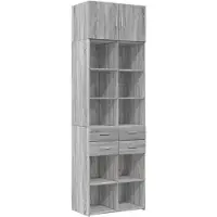 vidaXL Opbergkast 70x42,5x225 cm bewerkt hout grijs sonoma eikenkleur